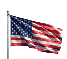 United States of America Flag Waving Proudly on Transparent Background