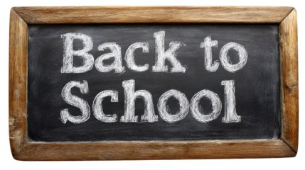 "Back to School" written on chalkboard on white background