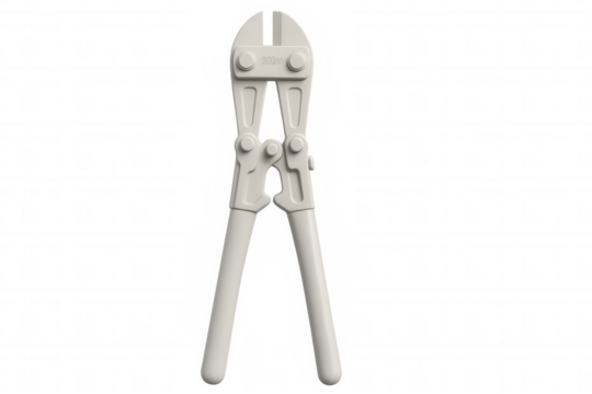 3d rendering of closed bolt cutters isolated on transparent background, ready for cutting metal objects