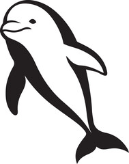 Obraz premium Leaping dolphin silhouette marine animal, Ocean jumping dolphin graphic