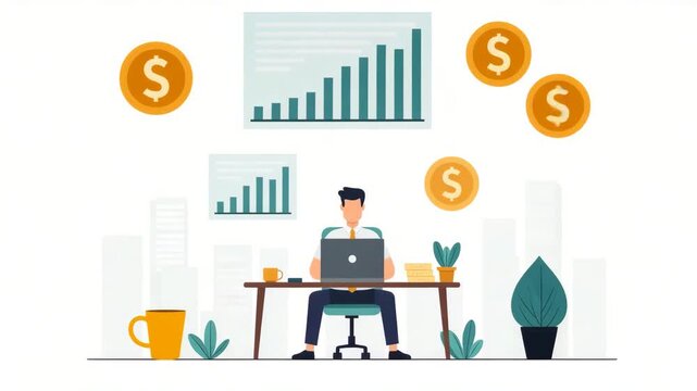 Flat Showcase of Revenue-Generating Tariffs: Visuals of Government Fiscal Charts, Robust Revenue Streams, and Effective Policy Measures for Enhanced National Income - Cute Vector Illustration