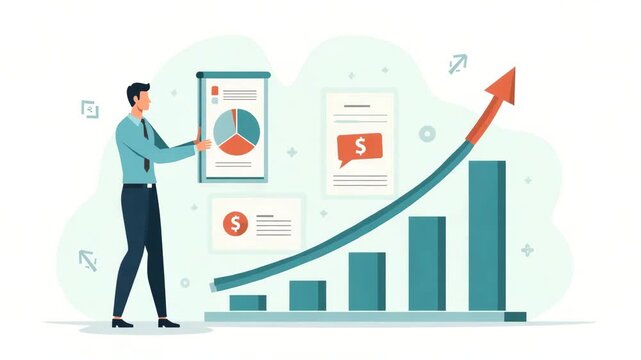 Flat Vector Illustration: Showcasing Revenue-Generating Tariffs with Fiscal Charts and Government Policy Measures for Enhanced National Income