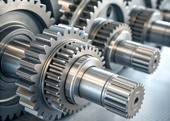 Fototapeta premium Industrial gears and machinery close up mechanical engineering technology high resolution photo