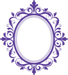 Elegant Oval Frame with Ornate Floral Accents A Classic Decorative Design for Invitations Stationery and Special Event Announcements Beautiful Purple Design
