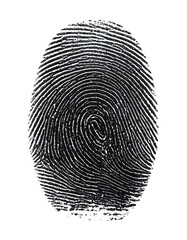 Fingerprint PNG – Photorealistic black fingerprint scan symbol with fine detail