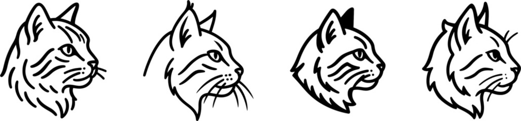 Obraz premium Pixiebob cat head side profile outline vector