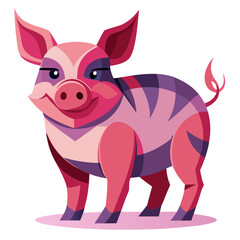 vector illustration of yorkshire pig, walking, abstract