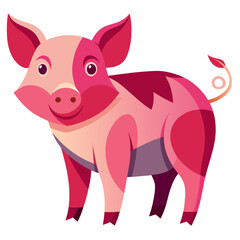 vector illustration of yorkshire pig, head portrait, abstract