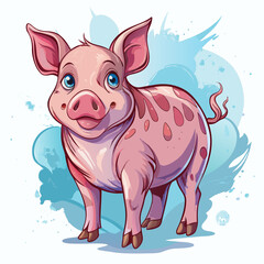 Fototapeta premium vector illustration of yorkshire pig, head portrait, watercolor