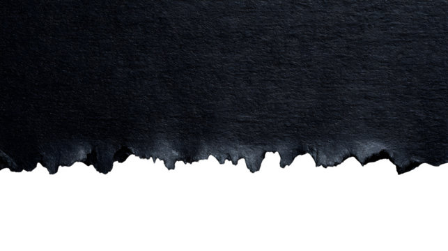 Torn black paper with jagged edge on a white background