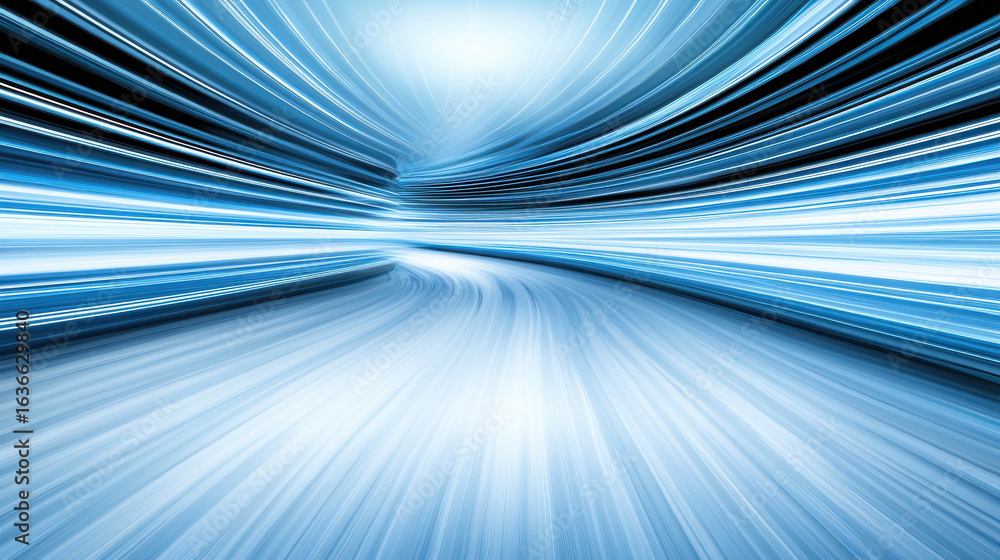 Poster abstract background of flowing lines in blue tones with bright light effects and dynamic motion desi