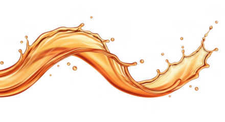 Dynamic orange liquid splash wave isolated on transparent background