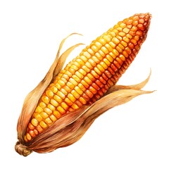 Isolated watercolor corn on the cob illustration sweetcorn maize agriculture art