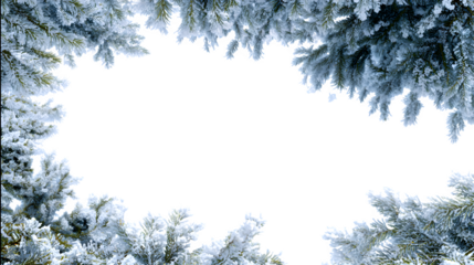 Christmas snow frame border with frosty edges on a white background