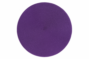 Textured Purple Circular Placemat with Concentric Woven Pattern, Isolated on Black