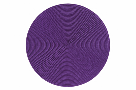 Textured Purple Circular Placemat with Concentric Woven Pattern, Isolated on Black