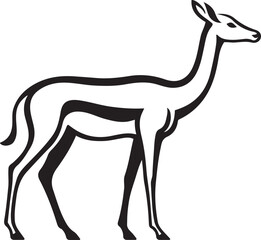 Stylized gazelle on white background vector, Antelope silhouette elegant horns design