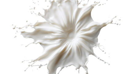 Top view of milk or yogurt splash on white background
