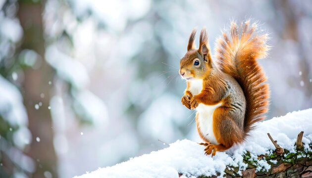 Red Squirrel in Winter Wonderland