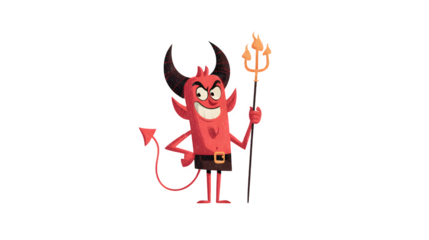 Cartoon devil character illustration on white background