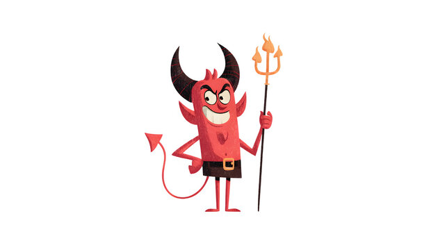 Cartoon devil character illustration on white background