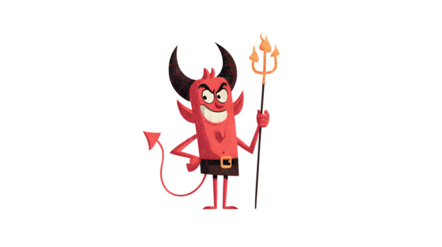 Cartoon devil character illustration on white background