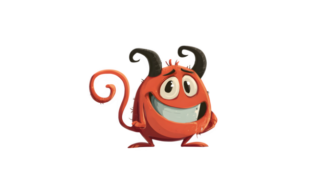 Cartoon devil character illustration on white background