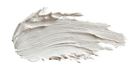 White cream or paste smear with soft edges on a white background
