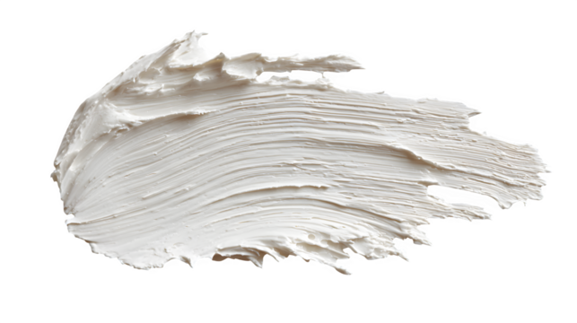 White cream or paste smear with soft edges on a white background