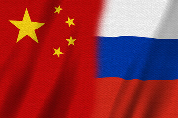 China flag and Russia flag background