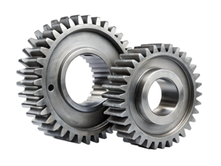 two big iron gears  isolated on white background. PNG.AI Generated.