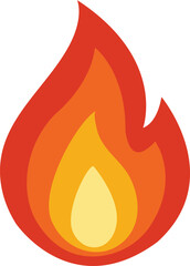 Vector fire sign with a yellow flame and a warning triangle for danger, heat, and flammable risks