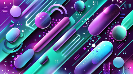 Fototapeta premium Stylish abstract design vibrant purple teal geometric shapes, perfect modern backgrounds tech-related projects.