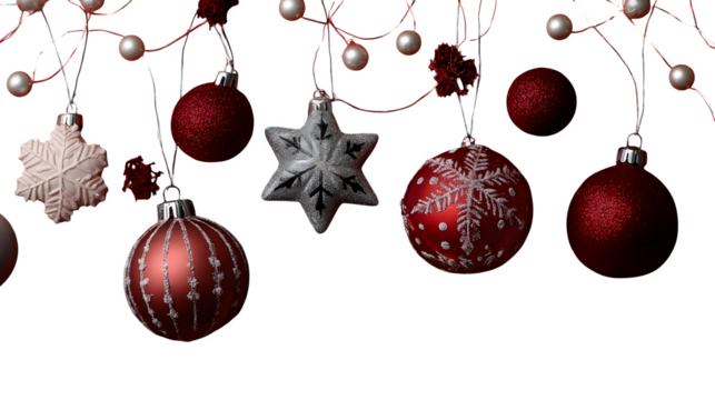 Christmas ornament decoration on red background