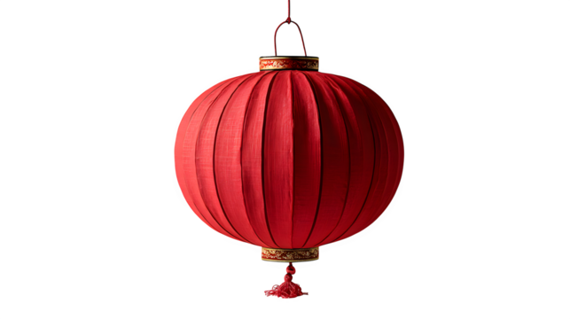 Red festive paper lantern on white background