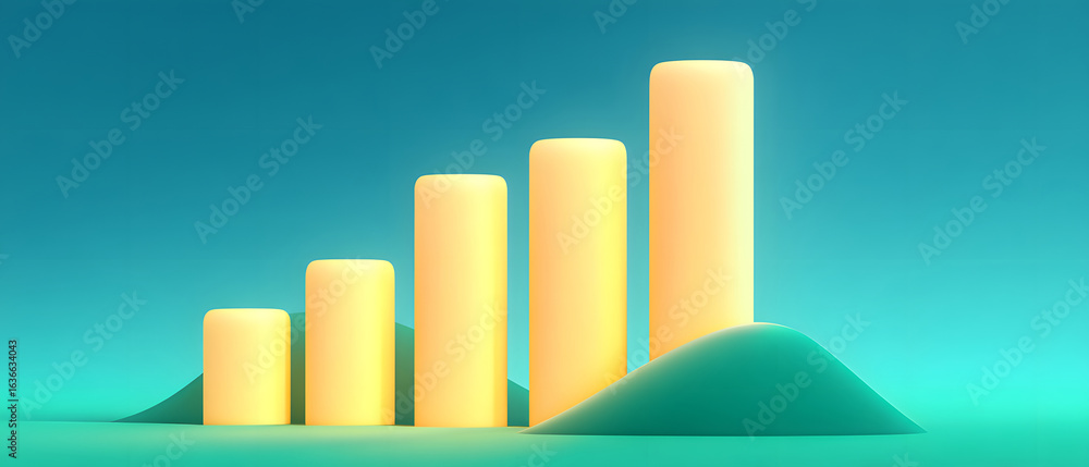 Poster glowing data chart on minimal background