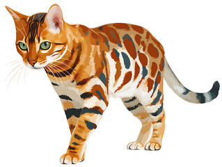 Elegant Bengal Cat Illustration: A Detailed Vector Art Depicting a Beautiful Feline