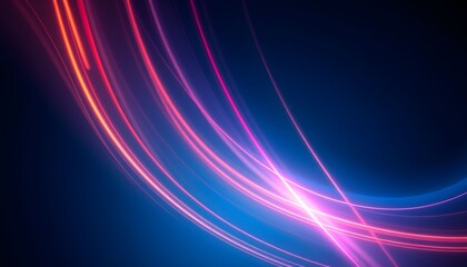 Obraz premium Abstract design with vibrant pink and blue light streaks on a dark background.