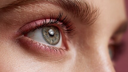Obraz premium Close-up View of Eye Showcasing Makeup and Natural Beauty