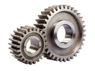two big iron gears  isolated on white background. PNG.AI Generated.