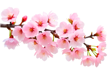 pink cherry blossom isolated flowering apricot branch on white background