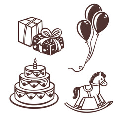 set of birthday cakes