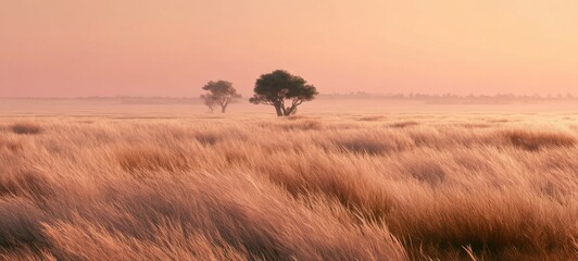 Vintage Red Bicycle Leaning Against Lone Tree on Hillside at Golden Hour &ndash; Cinematic Peaceful Countryside Landscape

