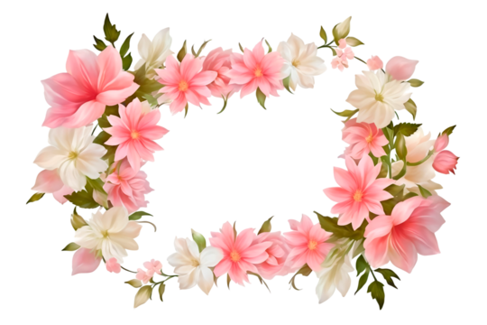 frame of pink flowers - Powered by Adobe