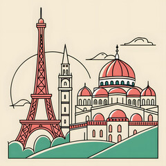 Obraz premium vector illustration of eiffel tower