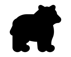 Black silhouette of a cartoon bear standing on all fours
