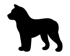 Black silhouette of a standing dog against a white background illustration