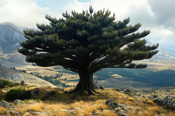 Ancient Monkey Puzzle Tree (Araucaria Araucana) Rare Evergreen Conifer of Prehistoric Origins