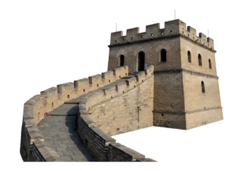 Acrylglasbilder Chinesische Mauer Majestic great wall of china section isolated on white or transparent background. PNG  © Pambudi