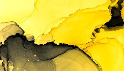 Abstract Yellow and Black Fluid Art Design